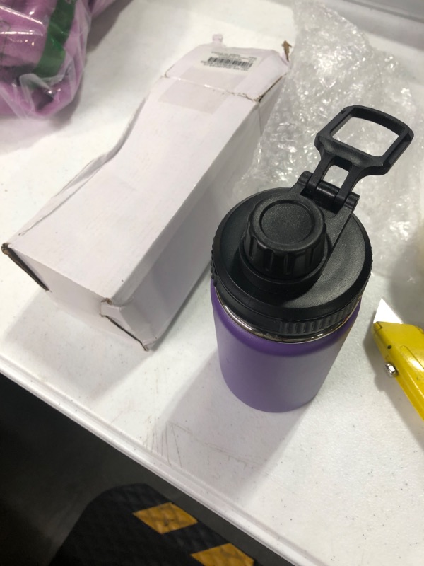 Photo 1 of 12 oz Insulated Water Bottle, Double Wall Vacuum Insulated Stainless Steel Water Bottles - Wide Mouth Leakproof BPA Free Water Bottle with Chug Lid, 18 Hours Cold and 8 Hours Hot(Purple)