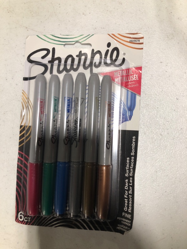 Photo 2 of Sharpie Metallic Permanent Markers, Fine Point, Assorted Colors, 6 Count 6 Count Assorted