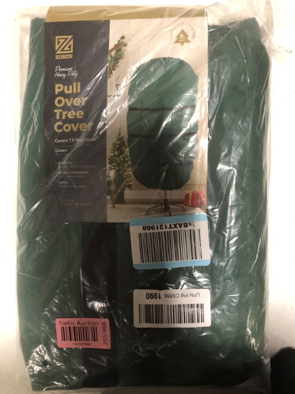 Photo 2 of Zober Upright Tree Storage Bag for Christmas Trees of 9ft. Tall, Tree Bag Is Made Of Tear Proof 600D Oxford; Comes With Drawstring Hem, Zipper, And Carry Handles, Waterproof Material Protects From Dust & Moisture 9ft Green