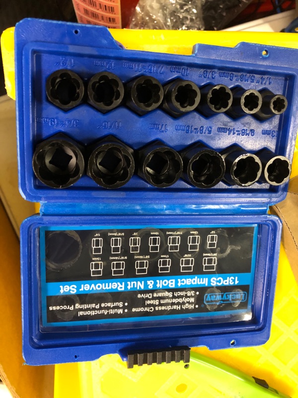 Photo 1 of Luckyway 3-Piece Impact Bolt Nut Remover Set, Nut Extractor Socket, Bolt Remover Tool Set