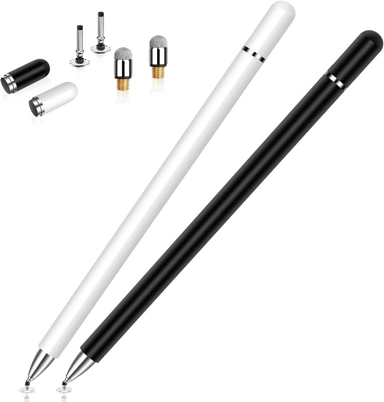 Photo 1 of Stylus for iPad (2 Pcs), StylusHome Magnetic Disc Universal Stylus Pens Touch Screens for Apple/iPhone/Ipad pro/Mini/Air/Android/Microsoft/Surface All Capacitive Touch Screens - Black/White
