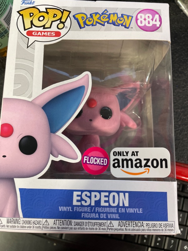 Photo 2 of Funko Pop! Games: Pokemon - Espeon Flocked, Amazon Exclusive