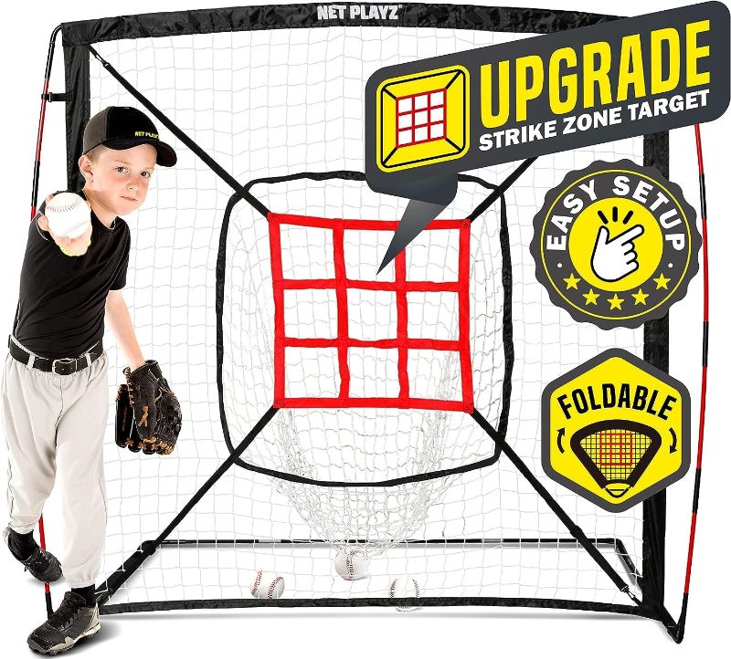 Photo 1 of Baseball Net - Pitching Net Hitting Net Batting Practice Net (9 Strike Zone, Portable & Quick-Fold) Baseball Gifts for Kids Children & Teens | Training Aids Equipment 5'x5'
***not exact item***