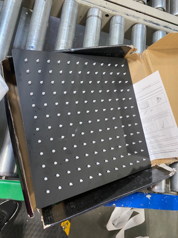 Photo 1 of 12 Black Shower Head - Lordear 12 inch Rainfall Black Shower Head Square Solid Ultra Thin 304 Stainless Steel Fixed Rain Shower Head with Self Cleaning Nozzles
