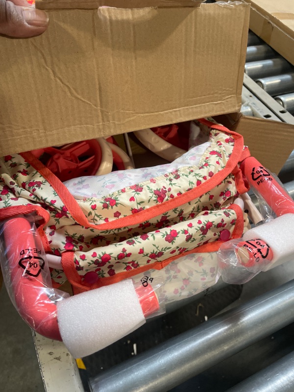 Photo 1 of Baby Doll Stroller for Toddler Girls & Big Kids up to 8 Years Old | 28” Baby Stroller for Dolls, Toy Baby Stroller with Cute Coral Floral Print, Mesh Storage Basket, Canopy, Handle Grips, Rubber Tires ****USED*** BOX IS DAMAGED*** 