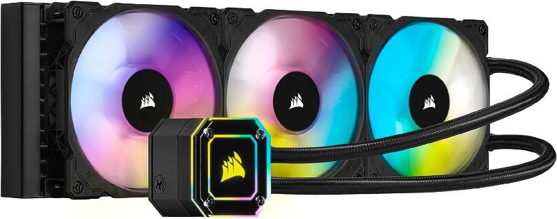 Photo 1 of CORSAIR iCUE Link H150i LCD Liquid CPU Cooler - 360mm AIO - QX120 RGB Fans - 2.1” IPS LCD Screen - Fits Intel LGA 1700, AMD AM5 - iCUE Link System Hub Included - Black Black 360mm AIO