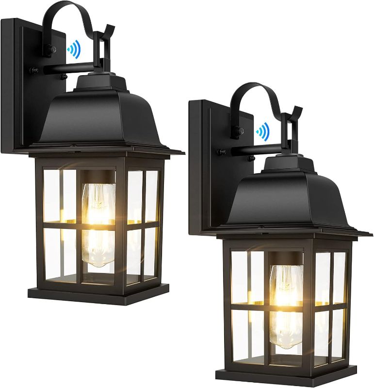 Photo 1 of 2-Pack Dusk to Dawn Outdoor Wall Lights, Exterior Light Fixtures with Photocell, 100% Anti-Rust Aluminium Outside Black Wall Lanterns, Waterproof Outdoor Wall Sconces for Porch Patio House Garage
