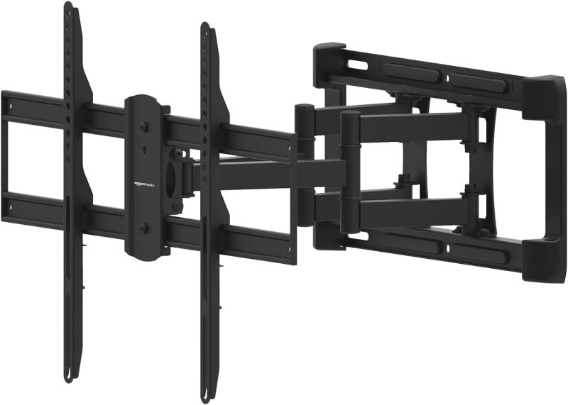 Photo 1 of Amazon Basics Heavy Duty Dual Arm, Full Motion Articulating TV Mount for 37" to 80" TVs up to 132 lbs, Fits LED LCD OLED Flat Curved Screens, Black
