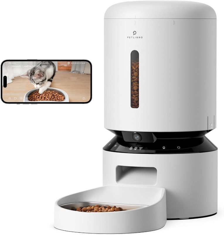 Photo 1 of Automatic Cat Feeder with Camera, 1080P HD Video with Night Vision, 5G WiFi Pet Feeder with 2-Way Audio, Low Food & Blockage Sensor, Motion & Sound Alerts for Cat & Dog Single Tray
