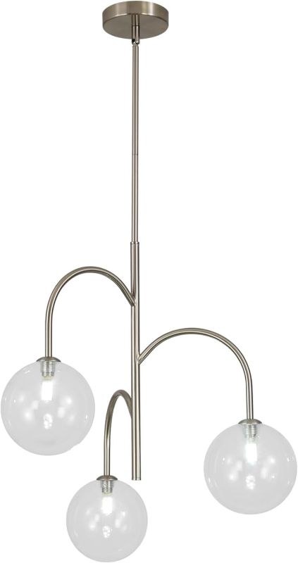 Photo 1 of 3-Light Brushed Nickel Sputnik Chandelier Modern Globe Pendant Light Fixture Bubble Glass Chandelier Lighting Contemporary Dining Room Chandelier Ceiling Light
