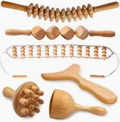 Photo 1 of 6 in 1 Wood Therapy Massage Tools, Maderoterapia kit, Wood Therapy Set, Lymphatic Drainage Massager, Wooden Gua Sha Tools, Wooden Massager Roller Rope for Body Shaping Anti Cellulite