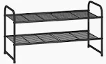 Photo 1 of 2-Tier Stackable Shoe Rack, Metal Shoe Shelf Storage Organizer, Black