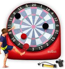 Photo 1 of  SWOOC Games - Giant Kick Darts (Over 6ft Tall) with 15+ Games Included - Jumbo Soccer Darts with Air Pump - Big Inflatable Games - Carnival Games - Giant Outdoor Games & Activities - Giant Yard Games