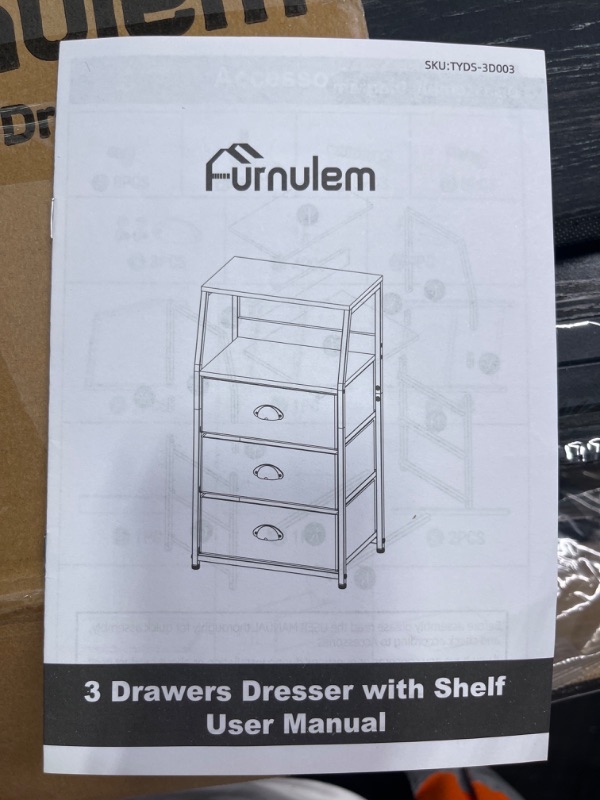 Photo 1 of 
FURNULEm3 drawers drawers dresser with shelf