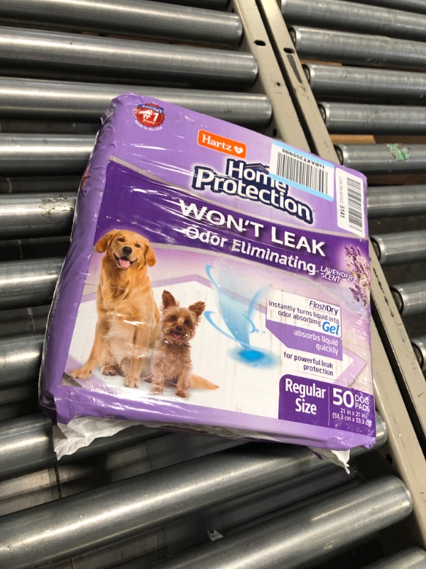 Photo 2 of Hartz Home Protection Odor Eliminating Scented Dog Pads, Super Absorbent & Won’t Leak, Lavender Scent, Regular Size, 50 Count 21 x 21 (50 count) Lavender