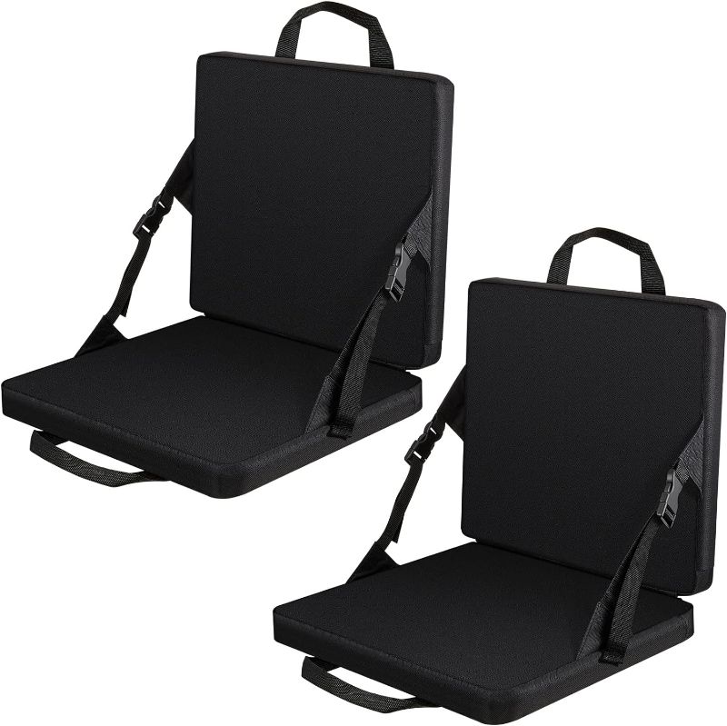 Photo 1 of 2 Pcs Stadium Seats Boat Canoe Kayak Seat Stadium Seats for Bleachers with Back Support for Indoor Outdoor Sport Events Bleacher Outing Traveling Hiking Fishing Camping (Black)
