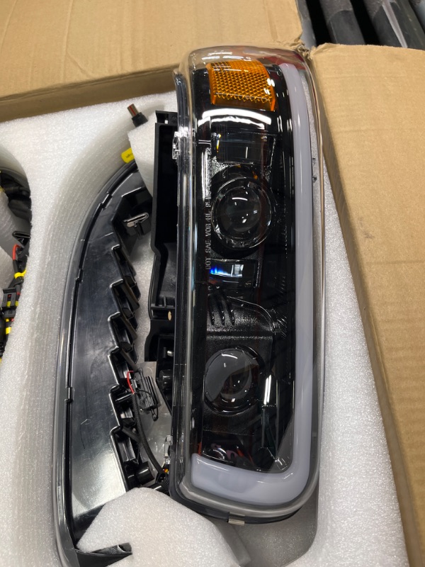 Photo 1 of RAMJET4X4 LED Headlights Assembly with Bulbs Compatible with 1999-2002 Chevy Silverado 2000-2006 Chevrolet Suburban Tahoe Bumper Headlamps Replacement DRL Turn Signal Hi/Low Beam
