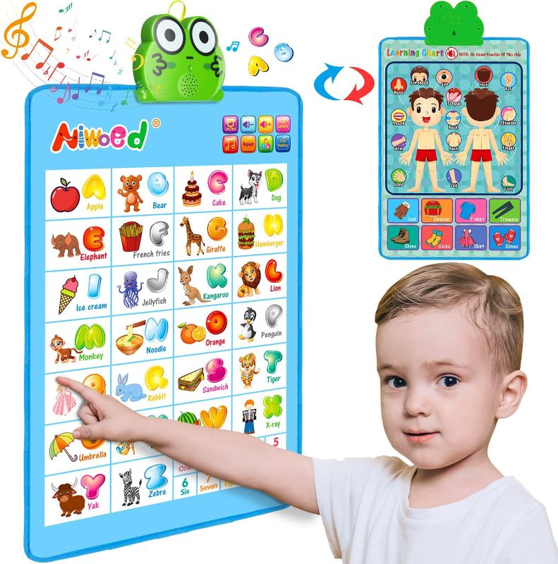 Photo 1 of Electronic Alphabet Wall Chart, Talking ABC, 123s, Music Poster, Kids Learning Toys for Toddlers 1-3, Interactive Educational Toddler Toy, Gifts for Age 1 2 3 4 5 Year Old Boys Girls - Blue Alphabet - Blue