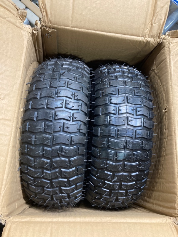 Photo 3 of 15 x 6.00-6 Tire and Wheel Set Lawn Mower Tire and Wheel Tractors Front Tire for the stock front wheels of John Deere Riding Mowers 15*6-6 Tube-with rim