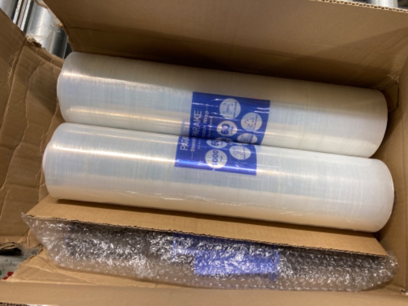 Photo 3 of 2-Pack Stretch Wrap Film, 15 Inch x 1000 Feet Shrink Wrap with Handles, Industrial Strength Plastic Wrap Roll, Heavy-Duty Shrink Film Roll, for Moving Storage Pallet Packing, 60 Gauge, Clear