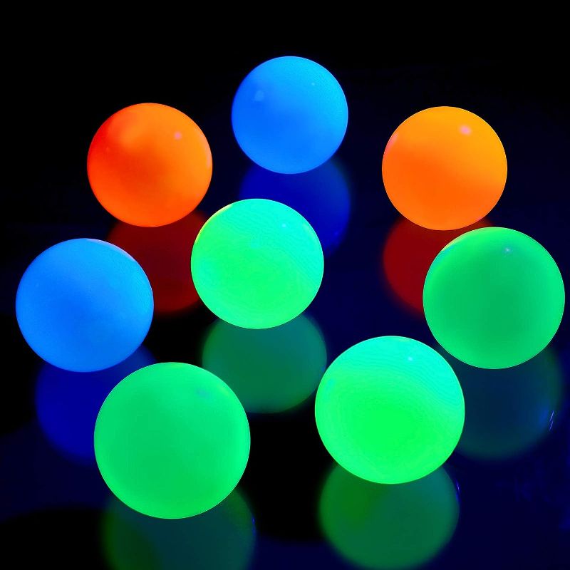 Photo 1 of 8 Pieces Glow in the Dark Stress Balls Ceiling Balls Sticky Balls That Stick to the Ceiling Glowing Balls for Relax Toy Teens and Adults (White, Blue, Orange, Green, 1.8 Inches) Blue,green,orange,purple,white 1.8 Inches
