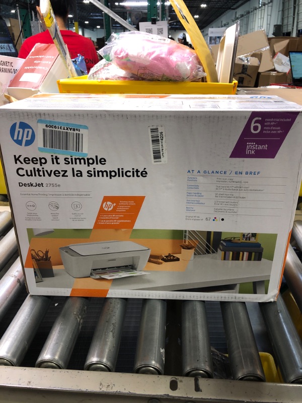 Photo 6 of HP DeskJet 2755e Wireless Color All-in-One Printer with bonus 6 months Instant Ink (26K67A), white