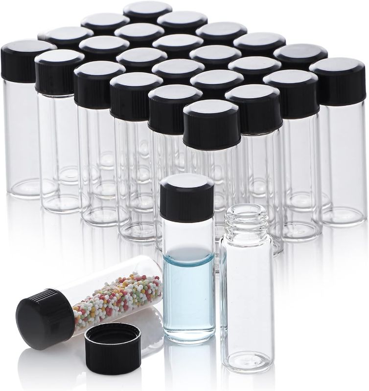 Photo 1 of 100 Pack 4ml Glass Vials with Screw Caps, Clear Liquid Sample Vial Bottles, Lab/Travel Storage Vials for Essential Oil, Perfume, Meds, Reagent, Anointing Oil