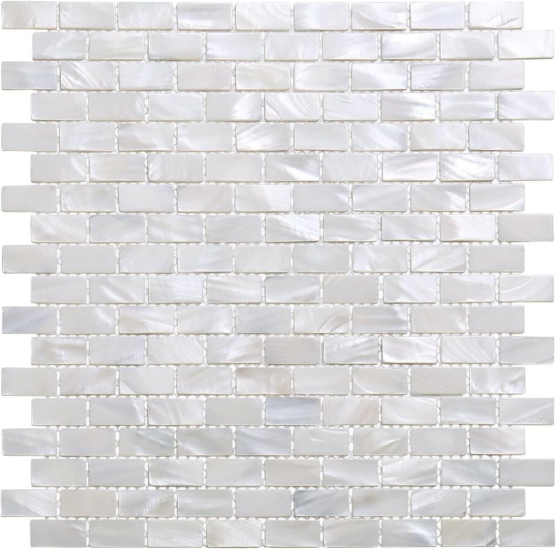 Photo 1 of 
Yew & Tulip Mother of Pearl Subway Tile for Kitchen Backsplash, Bathroom, Living Room - Nacre Shell Mosaic Wall Tile for Fireplace, Shower Room, Swimming Pool (1 PC, Mesh Backing)
