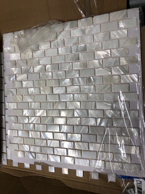 Photo 1 of 
Yew & Tulip Mother of Pearl Subway Tile for Kitchen Backsplash, Bathroom, Living Room - Nacre Shell Mosaic Wall Tile for Fireplace, Shower Room, Swimming Pool (1 PC, Mesh Backing)