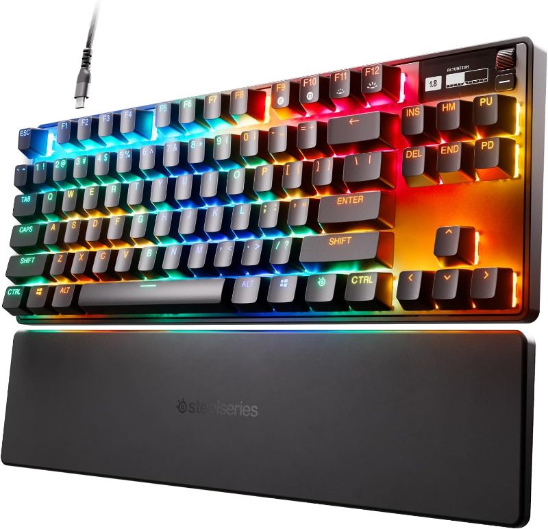 Photo 1 of SteelSeries Apex Pro TKL HyperMagnetic Gaming Keyboard - Adjustable Actuation - Esports Tenkeyless - OLED Screen - RGB - PBT Keycaps - USB-C - 2023 