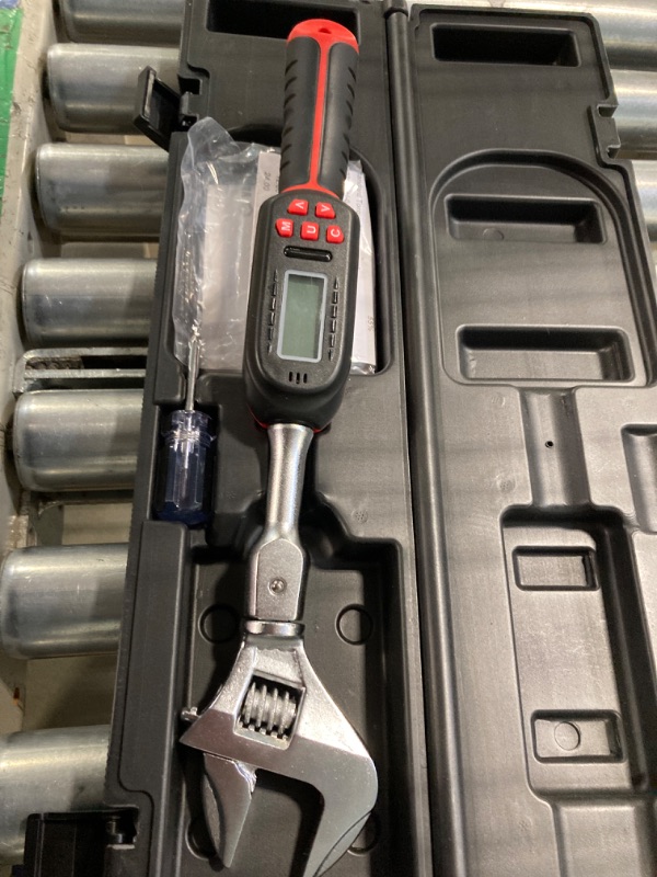 Photo 1 of Adjustable Digital Torque Wrench, 2.2-44.2ft-lbs/3-60N-m, 9×12mm Open End Torque Wrench, 38mm Adjustable Jaw, Accuracy ±2%, LED & Buzzer Notification, Suitable for HVAC, Car, Moto, Pipeline