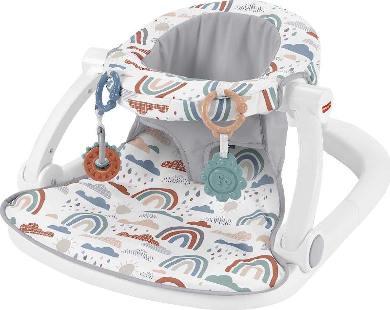 Photo 1 of Fisher-Price Portable Baby Chair Sit-Me-Up Floor Seat with Developmental Toys & Machine Washable Seat Pad, Rainbow Sprinkles

