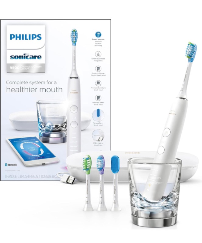 Photo 1 of Philips Sonicare DiamondClean Smart 9500 Rechargeable Electric Power Toothbrush, White, HX9924/01