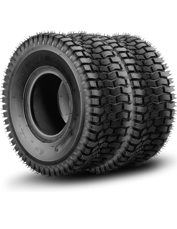 Photo 1 of 2 Pack 15x6.00-6 Lawn Mower Tire,15x6x6 Tractor Turf Tire,565lbs Capacity,4 ply Tubeless