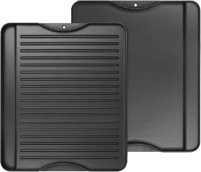 Photo 1 of 2-in-1 Reversible 14” x 16” Pre-Seasoned Cast Iron Cooking Griddle for Gas Stove/Charcoal/Electric/Propane/Gas Grill, Flat Griddle Top Plate for Camping Tailgating