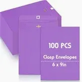 Photo 1 of Geyee 100 Pcs 9 x 12 Inch Clasp Envelopes Manilla Envelopes Gummed Mailing Envelopes Clasp Closure for Storing or Mailing Colored Envelopes for Home Office Business School purple