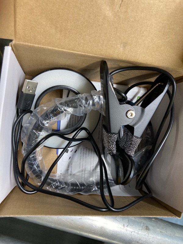 Photo 1 of Desk Clip on Lamp for Reading Home Office, 10 Dimmable Brightness 3 Modes, Ring/ Clamp Light for Bed Headboard, Craft, Computer, Video Call