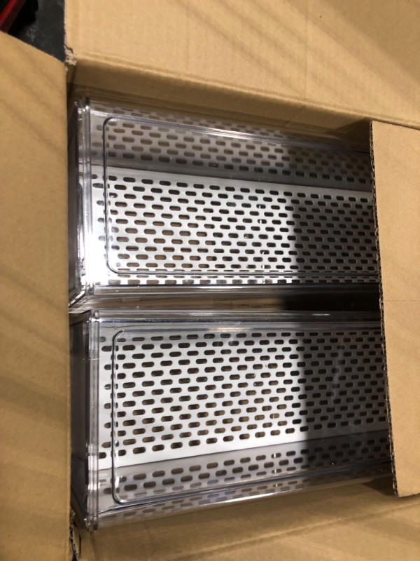 Photo 1 of Mano 2Pack Stackable Refrigerator Drawers Pull Out Clear Fridge Drawer Organizer Bins Pantry Storage Box Plastic Food Containers for Kitchen Bedroom Cabinet Dresser Clothes (Medium-2pack) 2pack Medium drawer