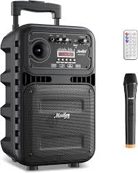 Photo 1 of ***FOR PARTS***Moukey Karaoke Machine, Outdoor Speaker with Echo/Treble/Bass Adjustment, Small PA System, Portable Bluetooth Speaker with LED Light, Supports Wired/Wireless Microphone/TWS/REC/AUX IN/MP3/USB/TF/FM