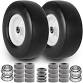 Photo 1 of 2 Pcs 13x5.00-6 Flat Free Tire and Wheel Lawn Mower Tire and Wheel with 3/4" & 5/8" Grease Bushing Zero Turn Mower Front Solid Tire Assembly for Lawn, Garden Turf, 3.25"-5.9" Centered Hub
