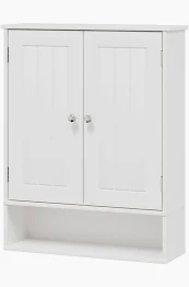 Photo 1 of Bathroom Cabinet - Over The Toilet Storage Cabinet White Medicine Cabinet, Bathroom Wall Cabinet with 2 Doors and Adjustable Shelves, Small Wall Mounted Cabinet for Bathroom, Kitchen, Laundry