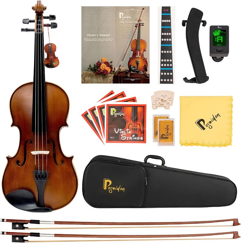 Photo 1 of ***** MAJOR DAMAGED******
Poseidon Stringed Musical Instruments - Premium Handcraft Violin for Kids Adults 4/4 Violin w/Case, Violin Bow, Horse Bridge, Extra Strings, Shoulder Rest, Rosin, Clip-on Tuners 