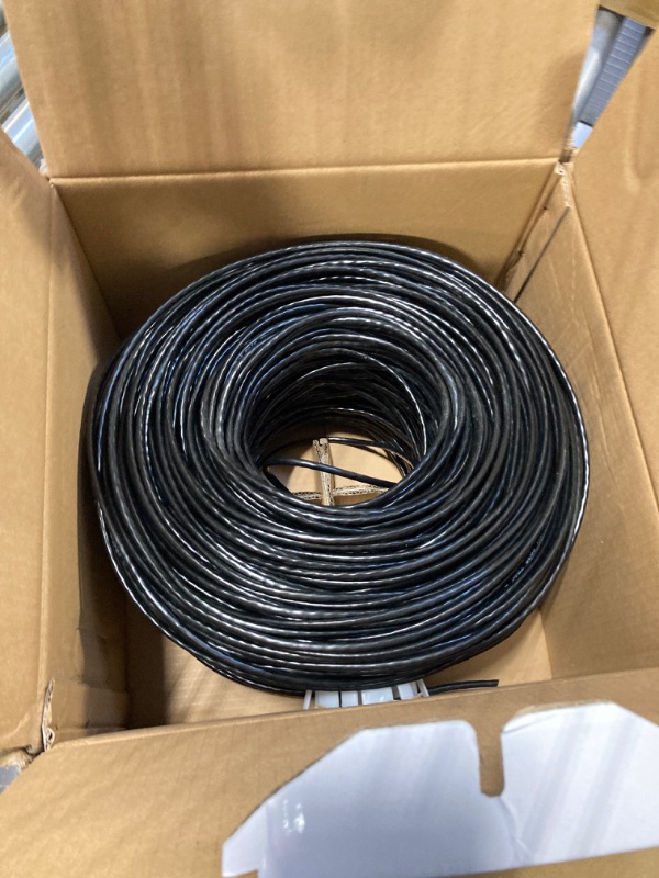 Photo 1 of Bulk Cat5e Cable 1000ft 24AWG Solid 4 Pair Cat5e Ethernet Cable, Unshielded Twisted Pair UTP 350MHz Internet Cable, Pull Box - Black 1000 ft Black