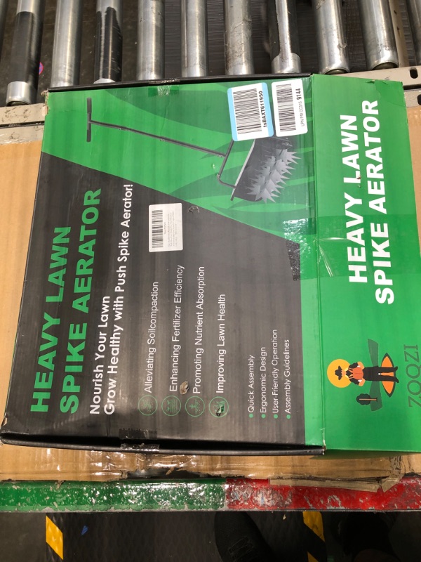 Photo 2 of 18-Inch Heavy Duty Spike Aerator, 3-Position Height Adjustment Metal Rolling Lawn Aerator,Revives Lawn Health, Manual Garden Tool for Compacted Soil & Lawn Care 48.0 Inches