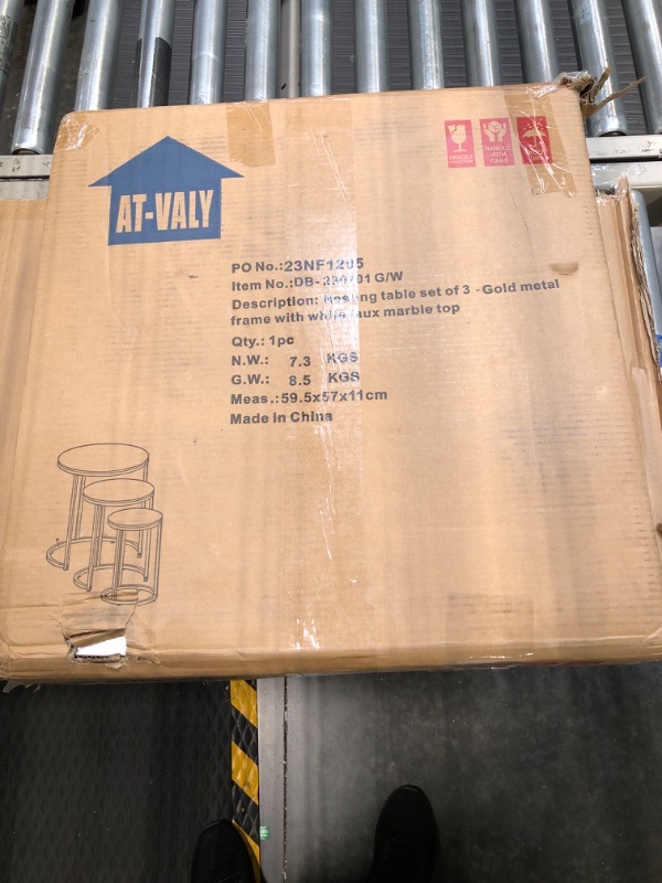 Photo 1 of AT-VALY Nesting Tables Coffee Table Set of 3,Round Side Table Small Accent Table for Living Room,Bedroom Apartment (Gold) 20.5in Gold 20.5in