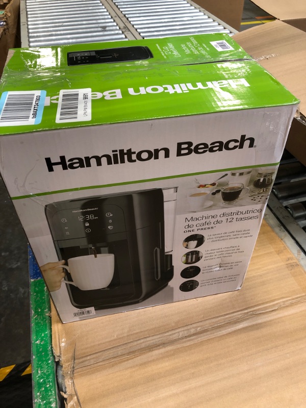 Photo 2 of Hamilton Beach One Press Programmable Dispensing Drip Coffee Maker with 12 Cup Internal Brew Pot, Removable Water Reservoir, Black Next Gen (47600)