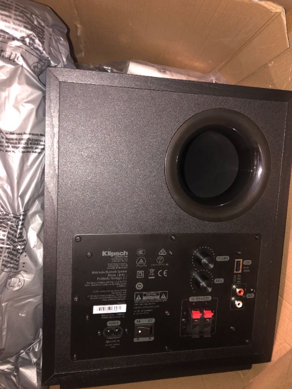 Photo 1 of Klipsch ProMedia Heritage 2.1 Multimedia Mid Century Modern Desktop Computer Speaker Monitors with 8” Subwoofer, Matte Black