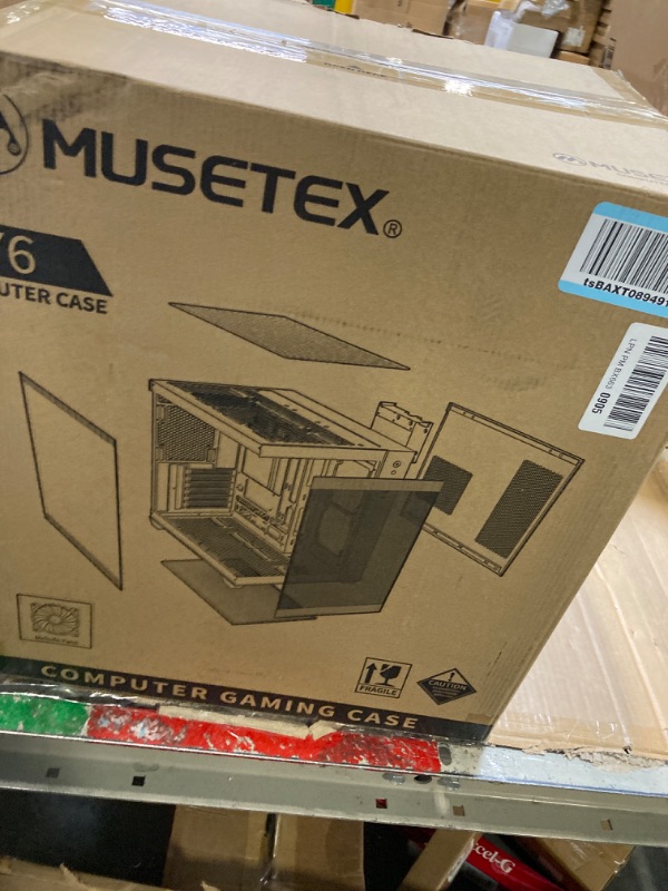 Photo 2 of MUSETEX ATX PC Case,5 PWM ARGB Fans Pre-Installed,360MM RAD Support,Type-C Gaming 270° Full View Tempered Glass Mid Tower Pure White ATX Computer Case,Y6
