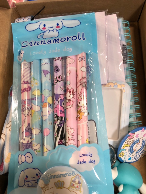 Photo 1 of Cinnamoroll School Supplies Set, Kawaii School Supplies Gift Set, Including Cartoon Journal Pencil Case Ballpoint Pen ID Badge Holder Stickers Key Chain Bookmark