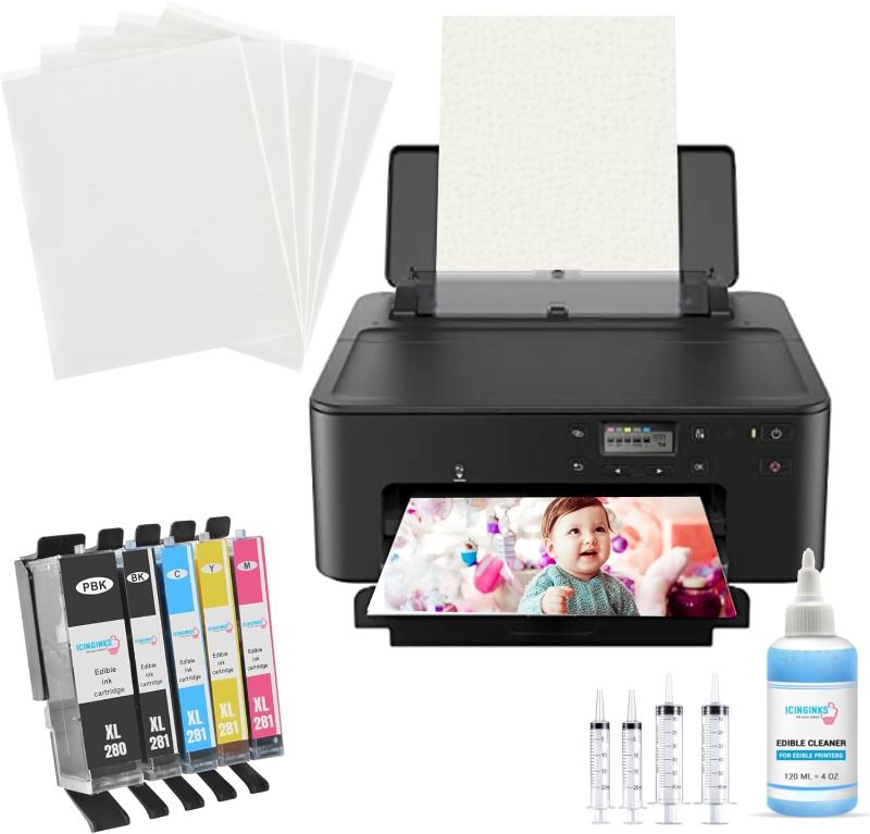 Photo 1 of Latest Topper Image Cake Printer Package, 25 Wafer Papers, 12 Sugar Sheets, Set of Cartridges, Printhead Flush Cleaning Kit Pro Bundle System